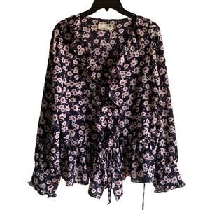 Everleigh Woman's Floral Wrap Ruffle Blouse Size XL